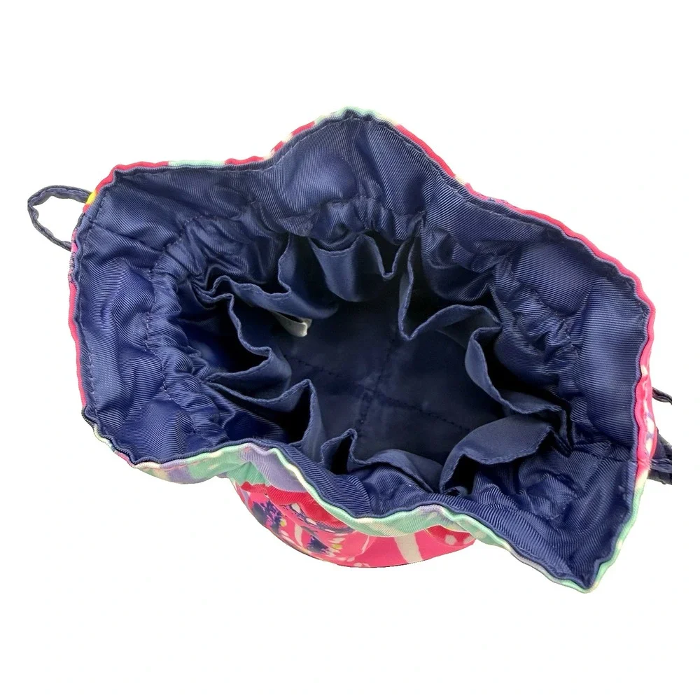 Lilly Pulitzer Pouch Drawstring & Zipper Makeup Bag Dragonfruit Oh My Guava 2 pc
